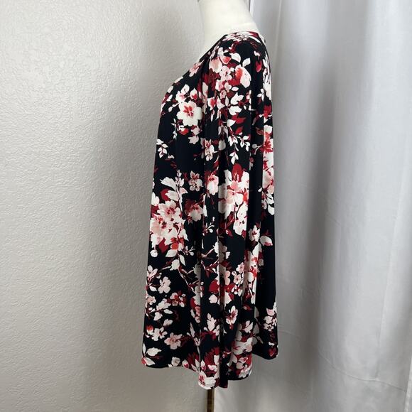Liz Claiborne Black and Pink Floral Blouse - Picture 3 of 8